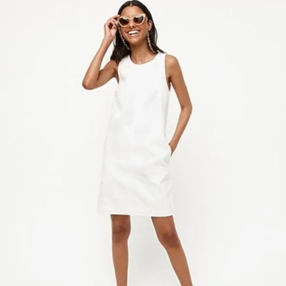 NWT J Crew White Denim Shift Dress size 2